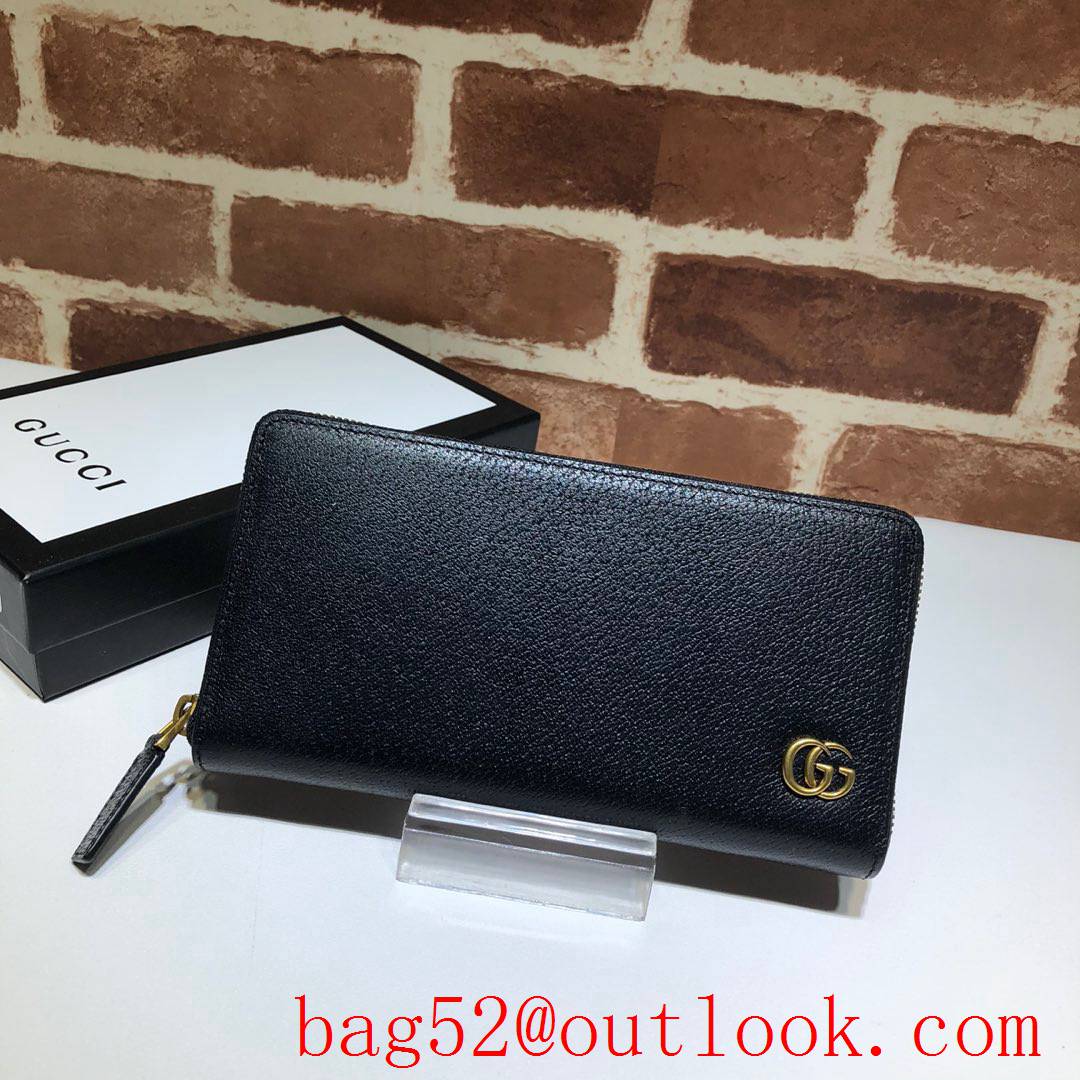 Gucci GG black calfskin Men Zipper purse Wallet