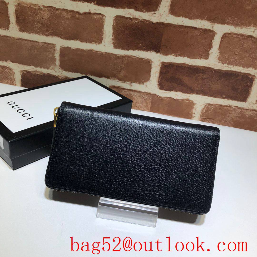 Gucci GG black calfskin Men Zipper purse Wallet