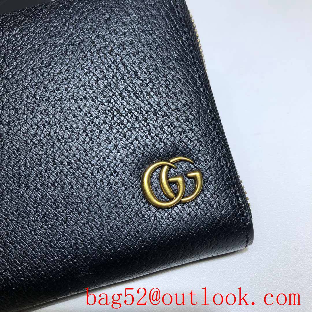 Gucci GG black calfskin Men Zipper purse Wallet