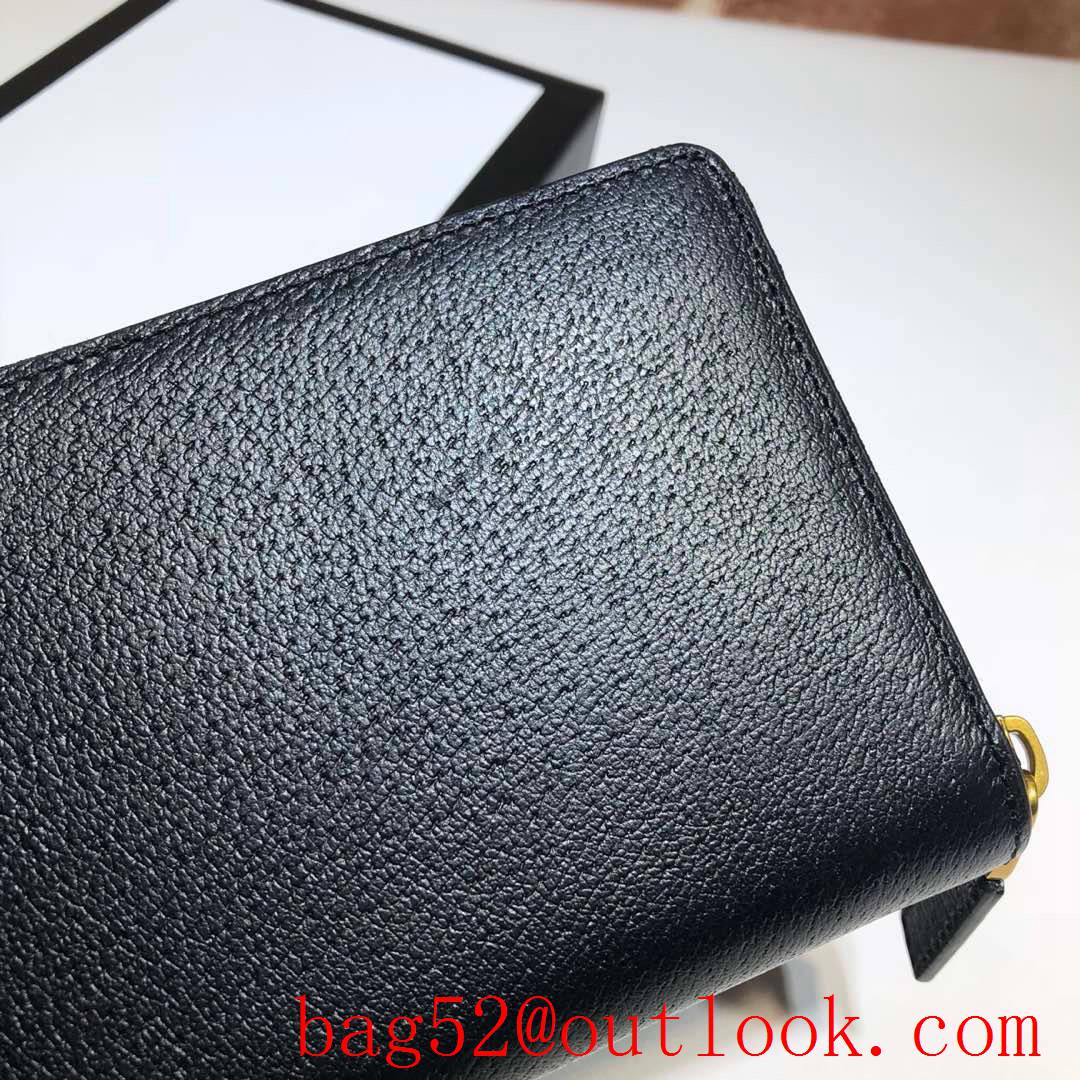 Gucci GG black calfskin Men Zipper purse Wallet