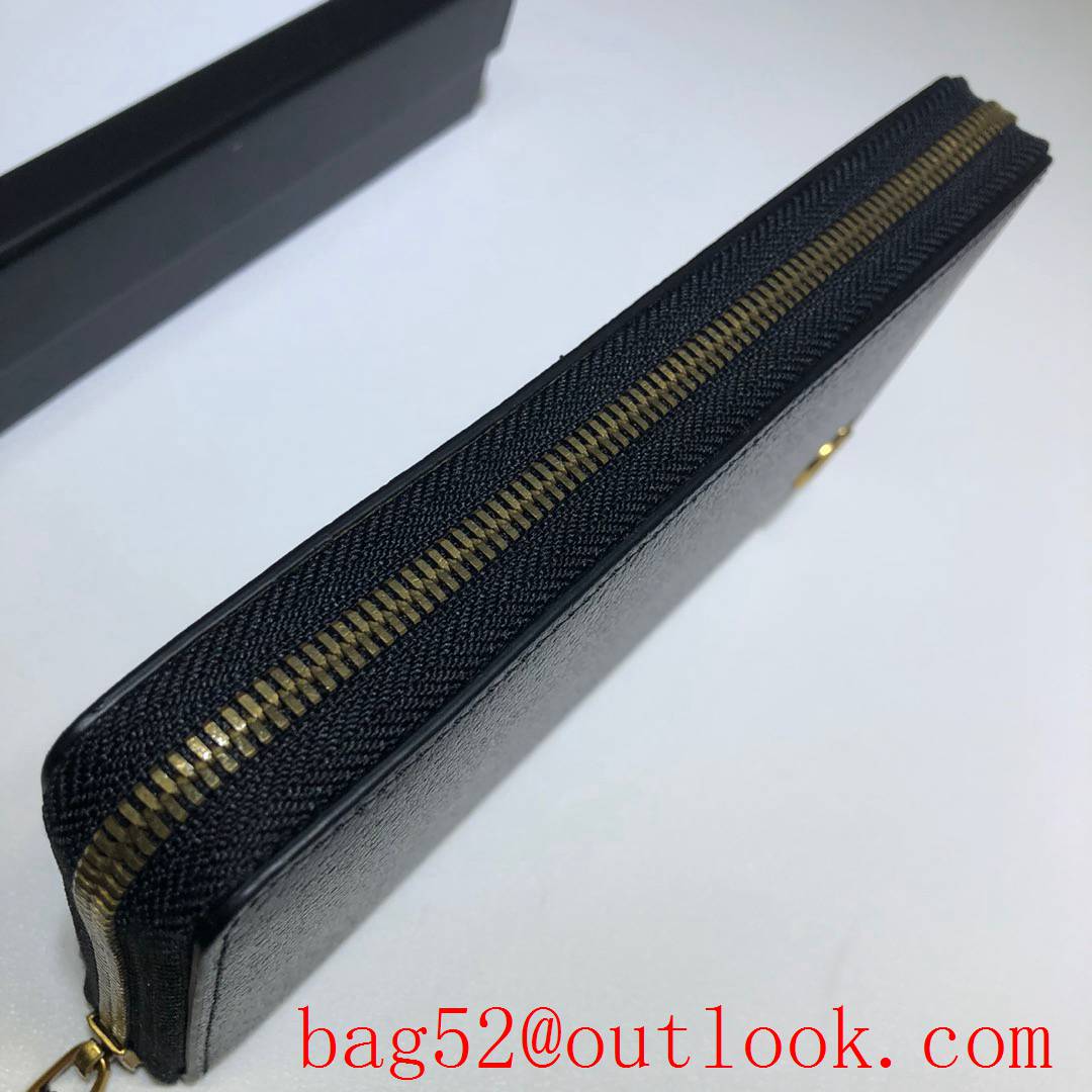 Gucci GG black calfskin Men Zipper purse Wallet