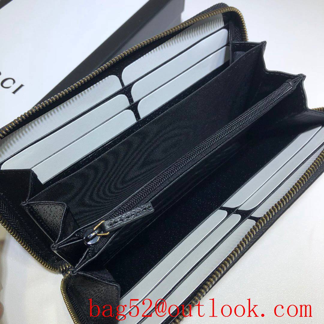 Gucci GG black calfskin Men Zipper purse Wallet