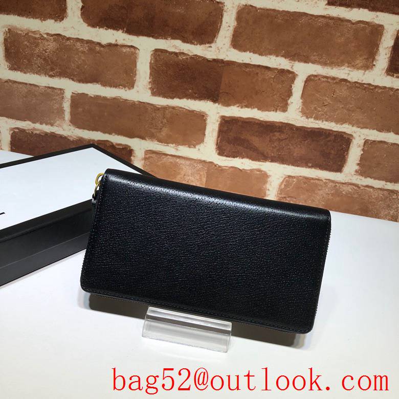 Gucci black calfskin Men Wallet bee Purse