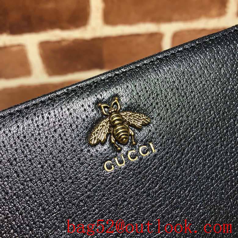 Gucci black calfskin Men Wallet bee Purse