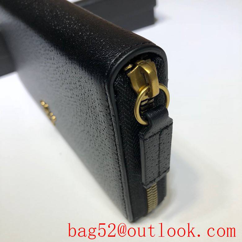 Gucci black calfskin Men Wallet bee Purse