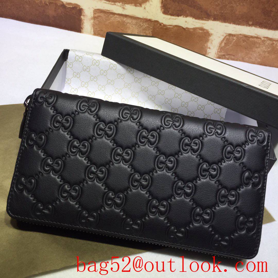 Gucci GG Signature black leather Zipper purse Wallet