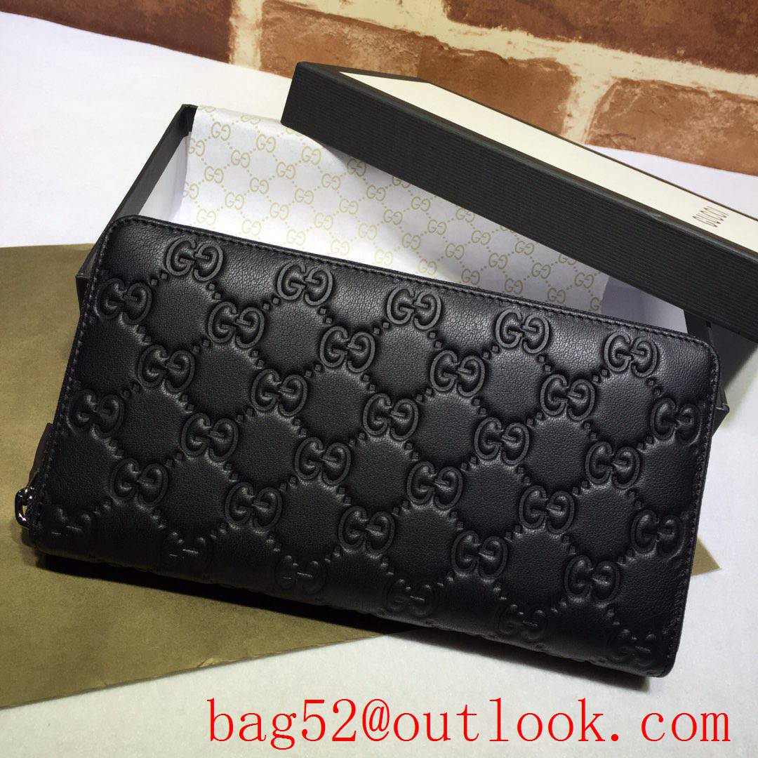 Gucci GG Signature black leather Zipper purse Wallet