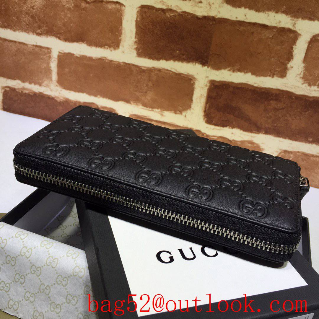 Gucci GG Signature black leather Zipper purse Wallet