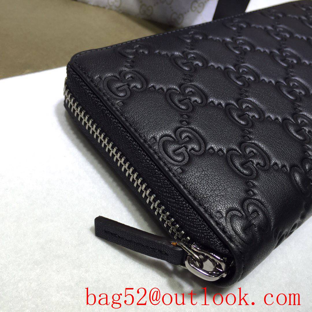 Gucci GG Signature black leather Zipper purse Wallet