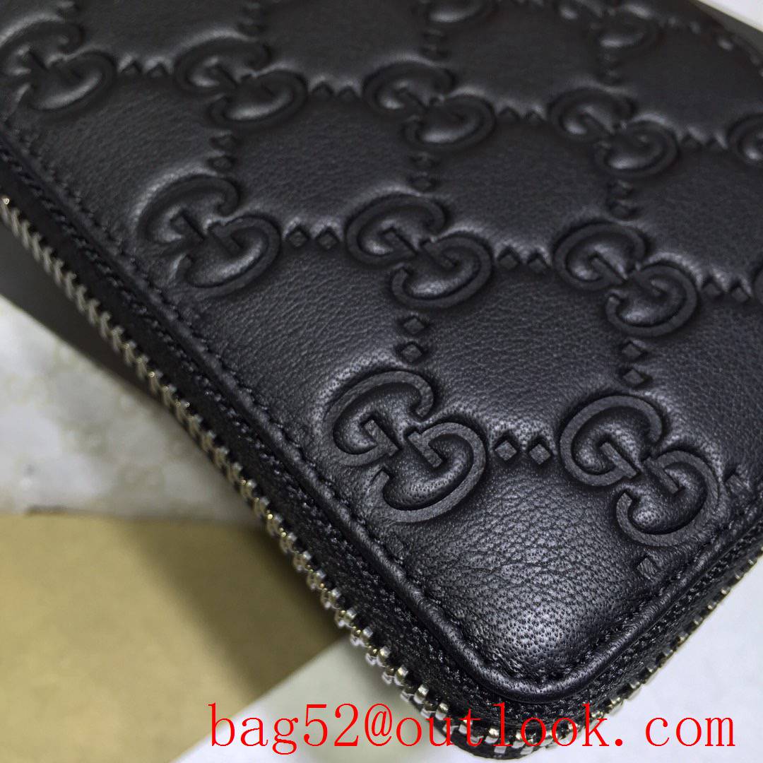 Gucci GG Signature black leather Zipper purse Wallet