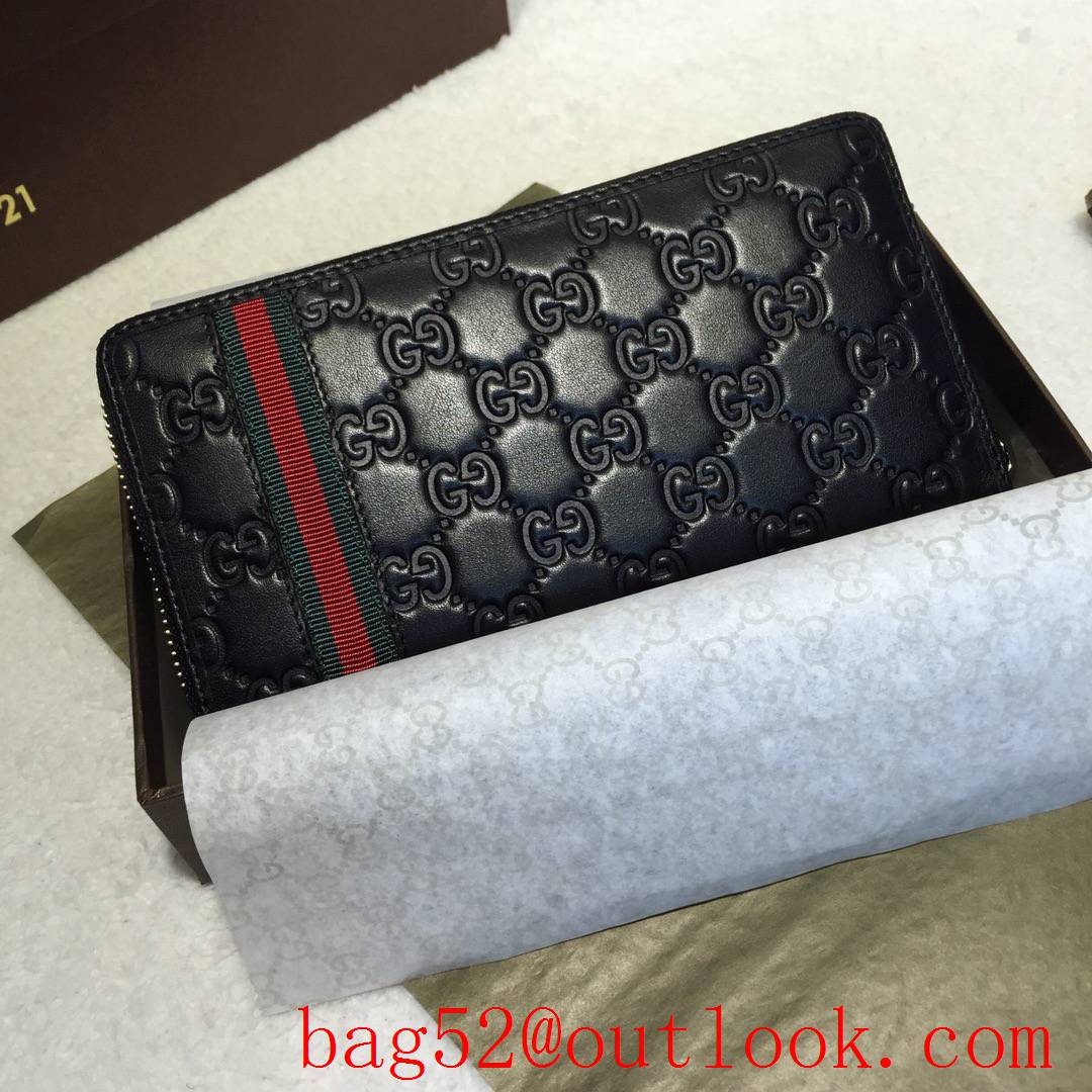 Gucci Ophidia black GG Signature calfskin Zipper Wallet Purse
