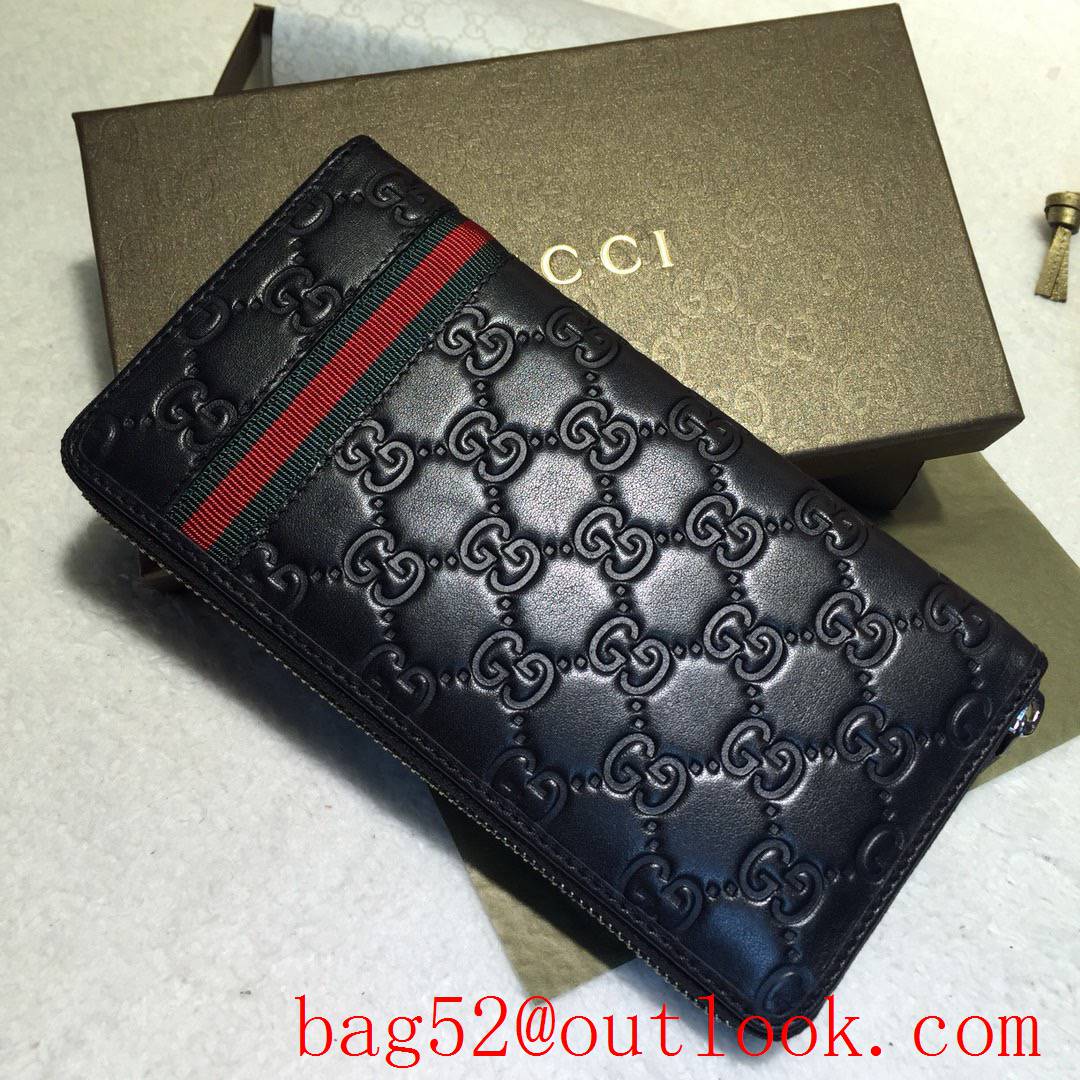 Gucci Ophidia black GG Signature calfskin Zipper Wallet Purse