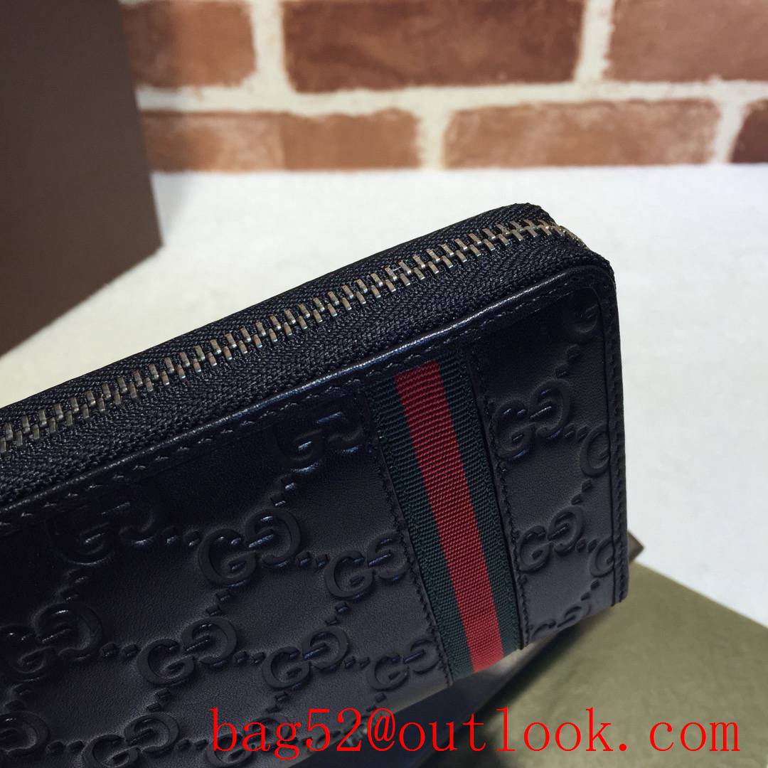 Gucci Ophidia black GG Signature calfskin Zipper Wallet Purse