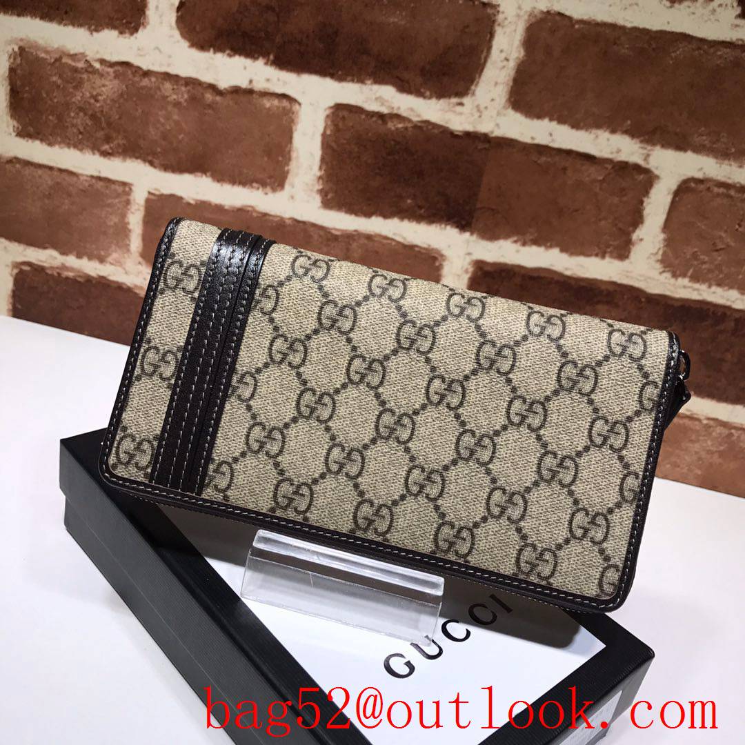 Gucci Ophidia GG men coffee Supreme long Zipper purse Wallet