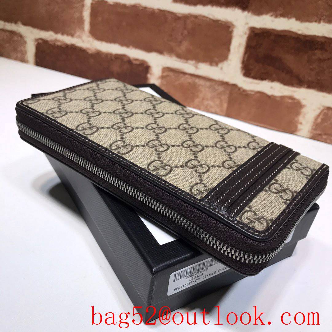 Gucci Ophidia GG men coffee Supreme long Zipper purse Wallet