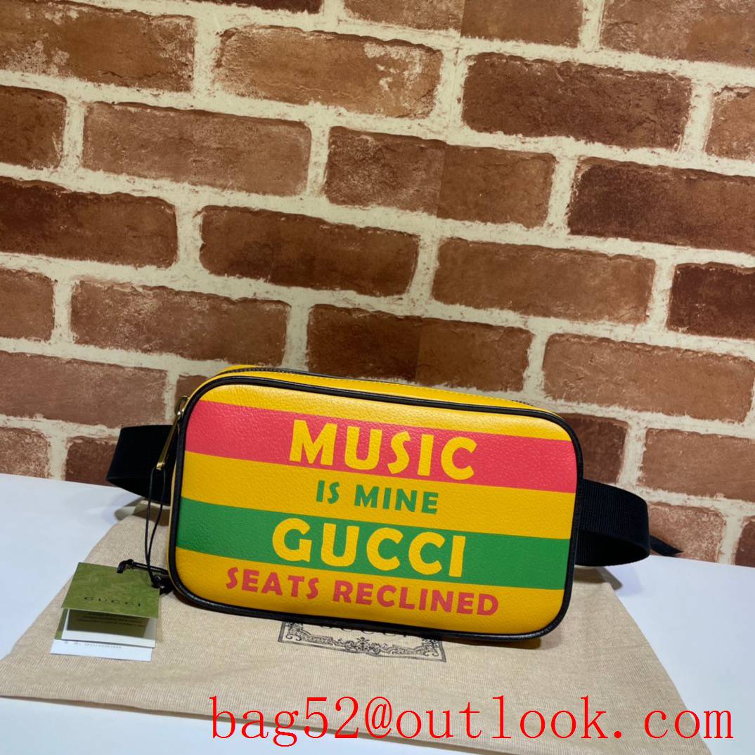 Gucci 100 men calfskin yellow Print Belt Bag Purse