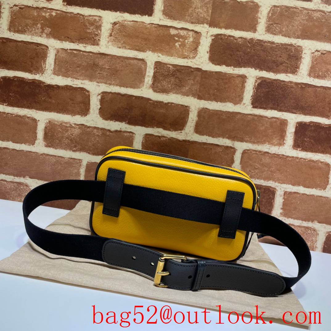 Gucci 100 men calfskin yellow Print Belt Bag Purse