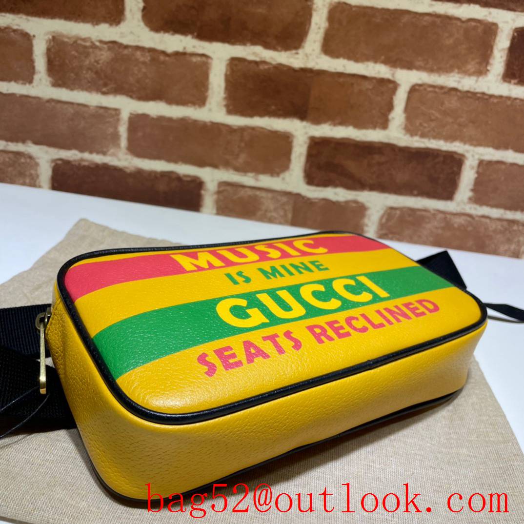 Gucci 100 men calfskin yellow Print Belt Bag Purse