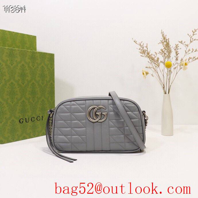 Gucci GG Marmont gray Leather Small Shoulder Bag