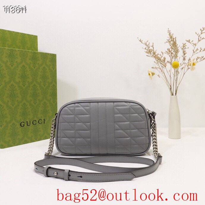 Gucci GG Marmont gray Leather Small Shoulder Bag  