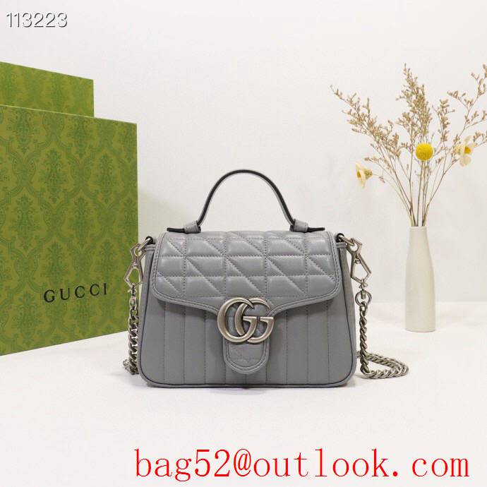 Gucci GG Marmont gray real leather Mini top Handle shoulder tote Bag