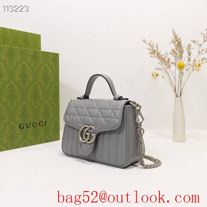 Gucci GG Marmont gray real leather Mini top Handle shoulder tote Bag