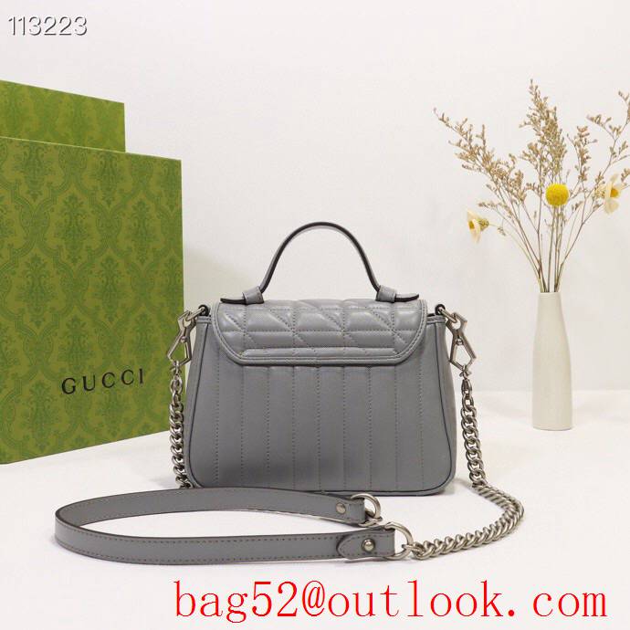 Gucci GG Marmont gray real leather Mini top Handle shoulder tote Bag