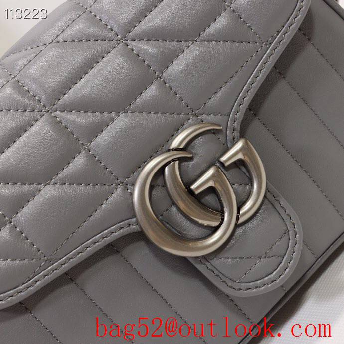 Gucci GG Marmont gray real leather Mini top Handle shoulder tote Bag