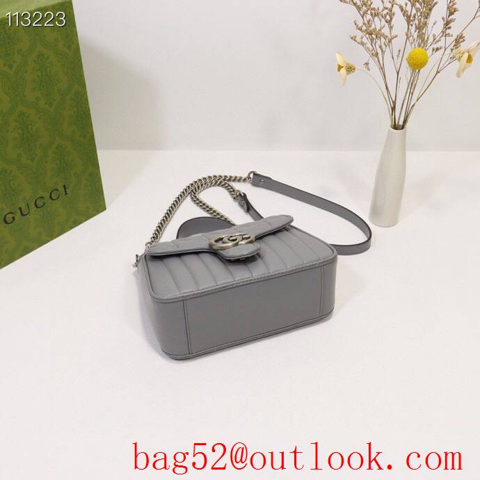 Gucci GG Marmont gray real leather Mini top Handle shoulder tote Bag