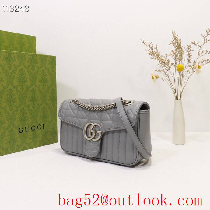 Gucci GG Marmont calfskin gray chain Shoulder Bag