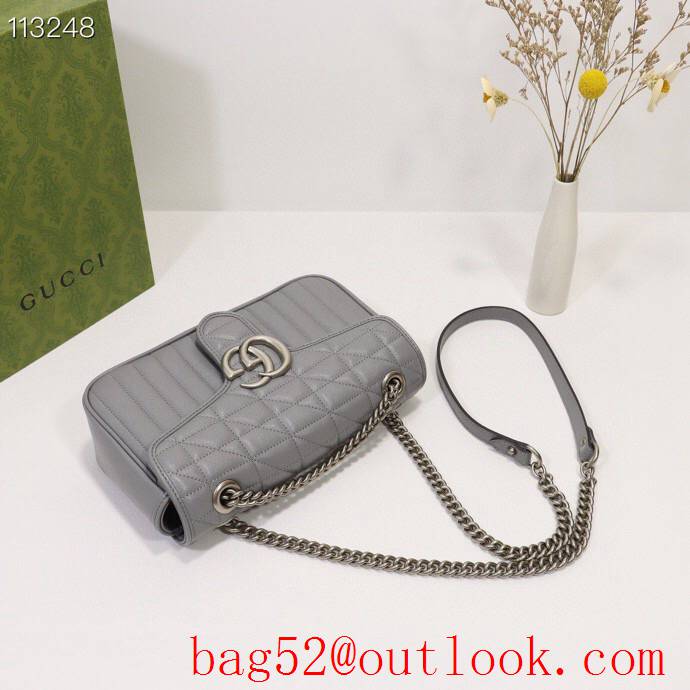 Gucci GG Marmont calfskin gray chain Shoulder Bag