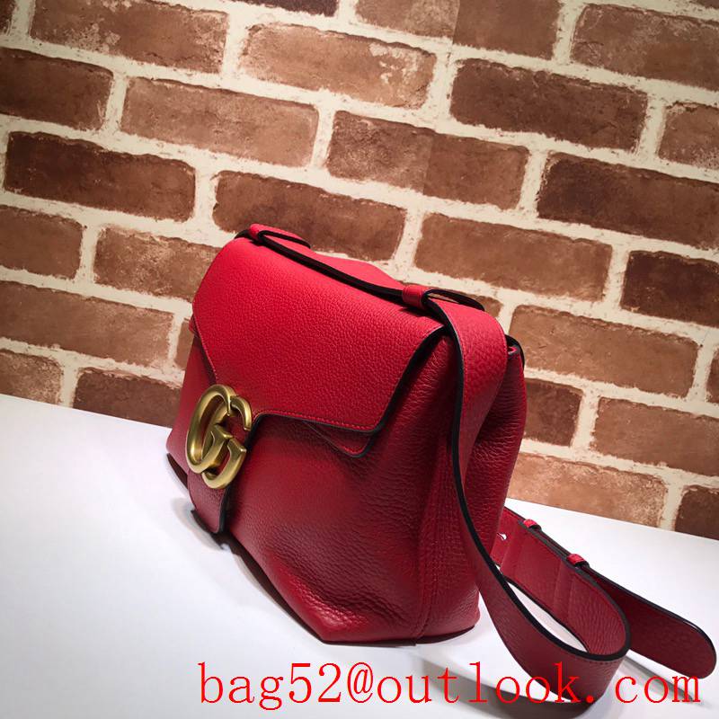 Gucci GG Marmont Medium Grained calfskin red Shoulder Bag