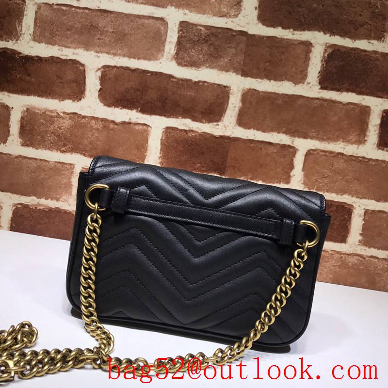 Gucci GG Marmont small Quilted v Pearl calfskin black Shoulder Bag