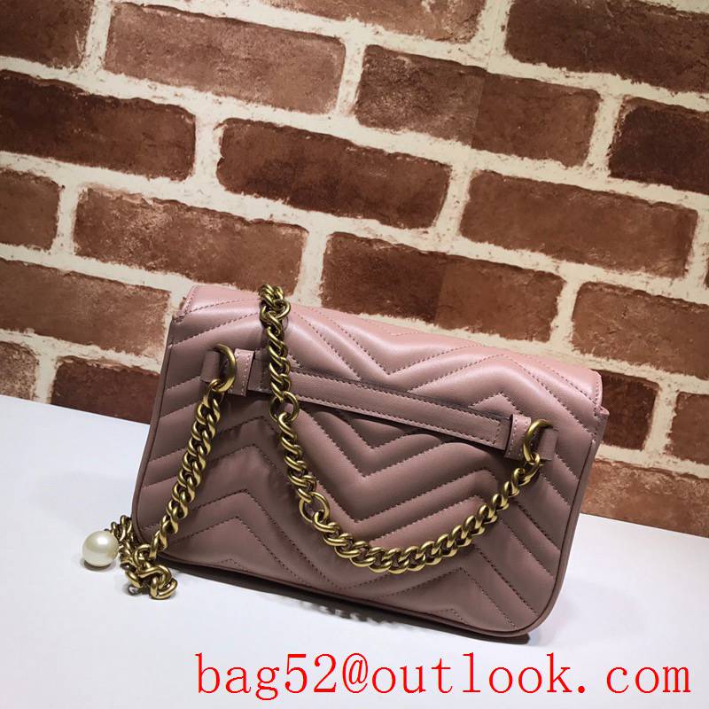 Gucci GG Marmont small Quilted v Pearl calfskin nude Shoulder Bag