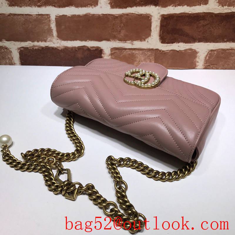 Gucci GG Marmont small Quilted v Pearl calfskin nude Shoulder Bag