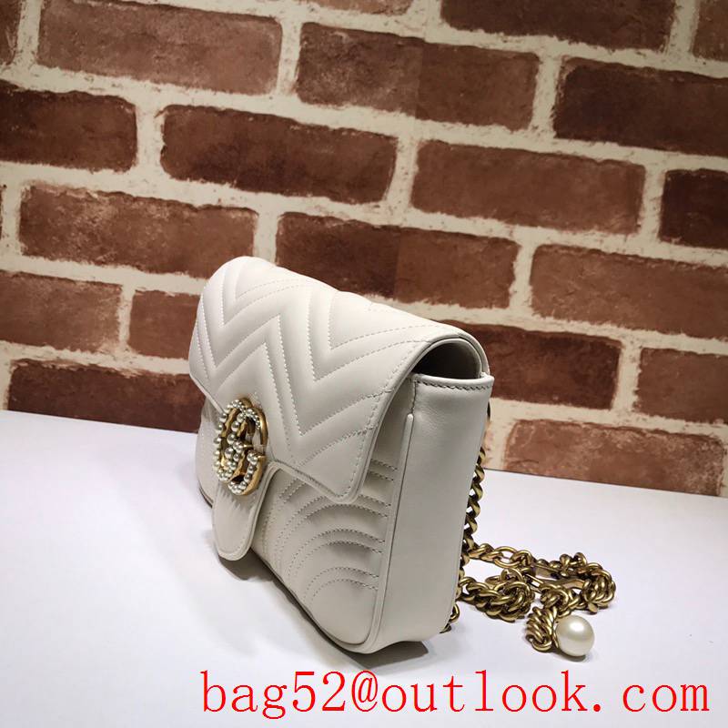 Gucci GG Marmont small Quilted v Pearl calfskin cream Shoulder Bag