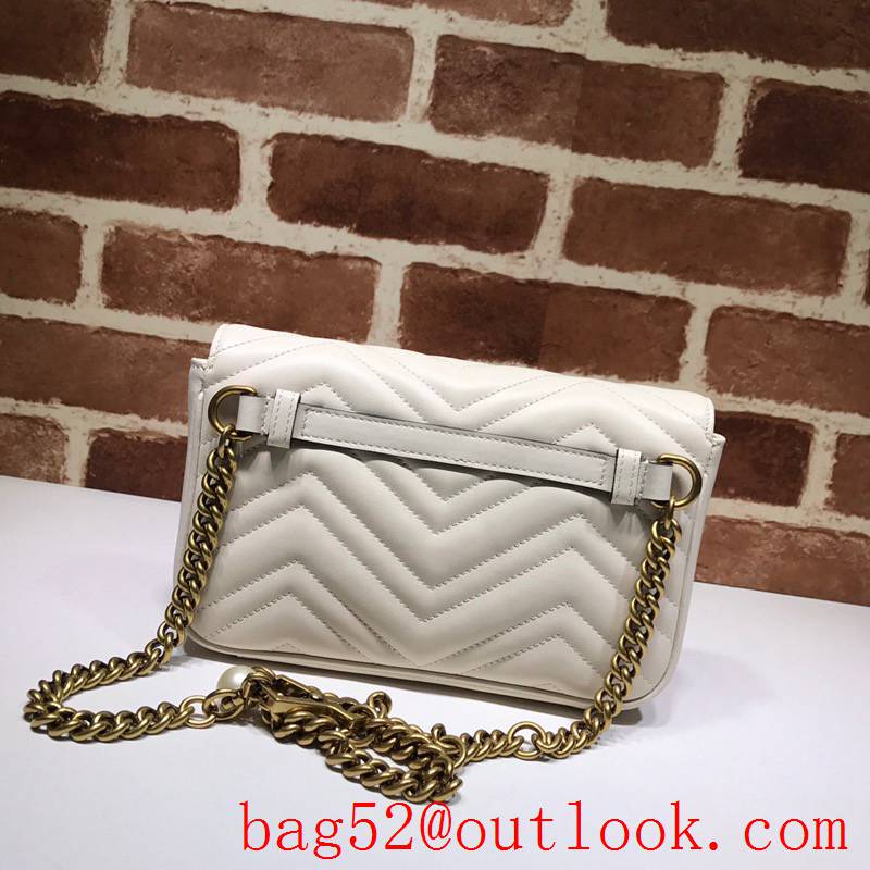 Gucci GG Marmont small Quilted v Pearl calfskin cream Shoulder Bag