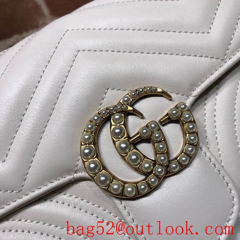 Gucci GG Marmont small Quilted v Pearl calfskin cream Shoulder Bag