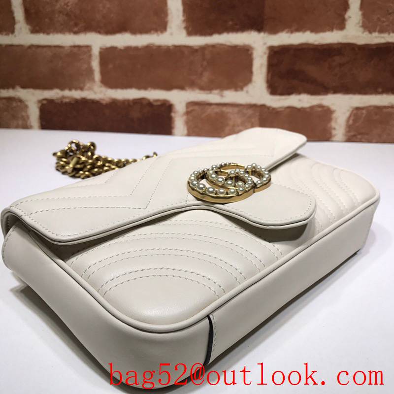 Gucci GG Marmont small Quilted v Pearl calfskin cream Shoulder Bag