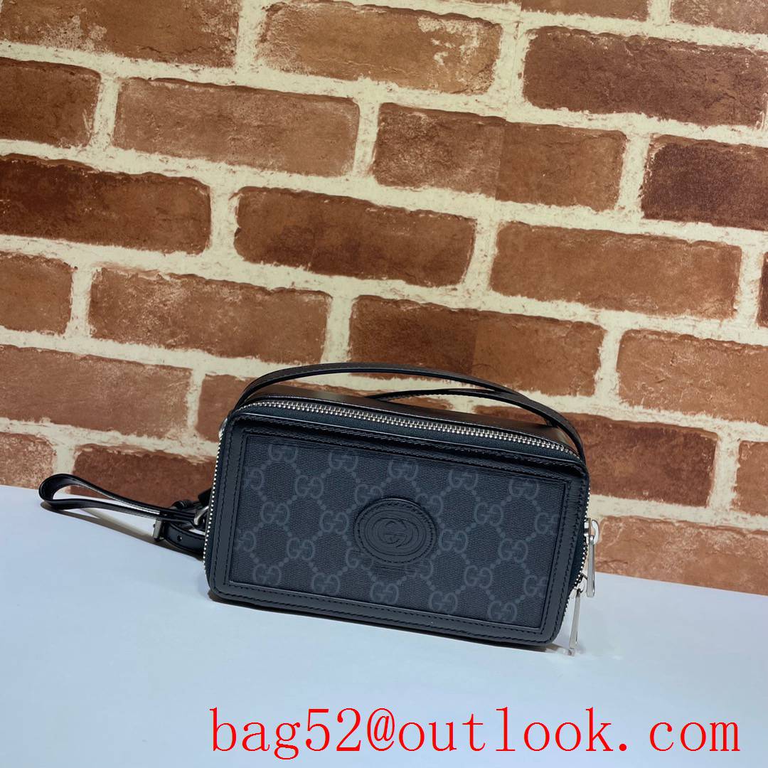 Gucci GG Men gray Retro Mini zipper Shoulder Bag purse