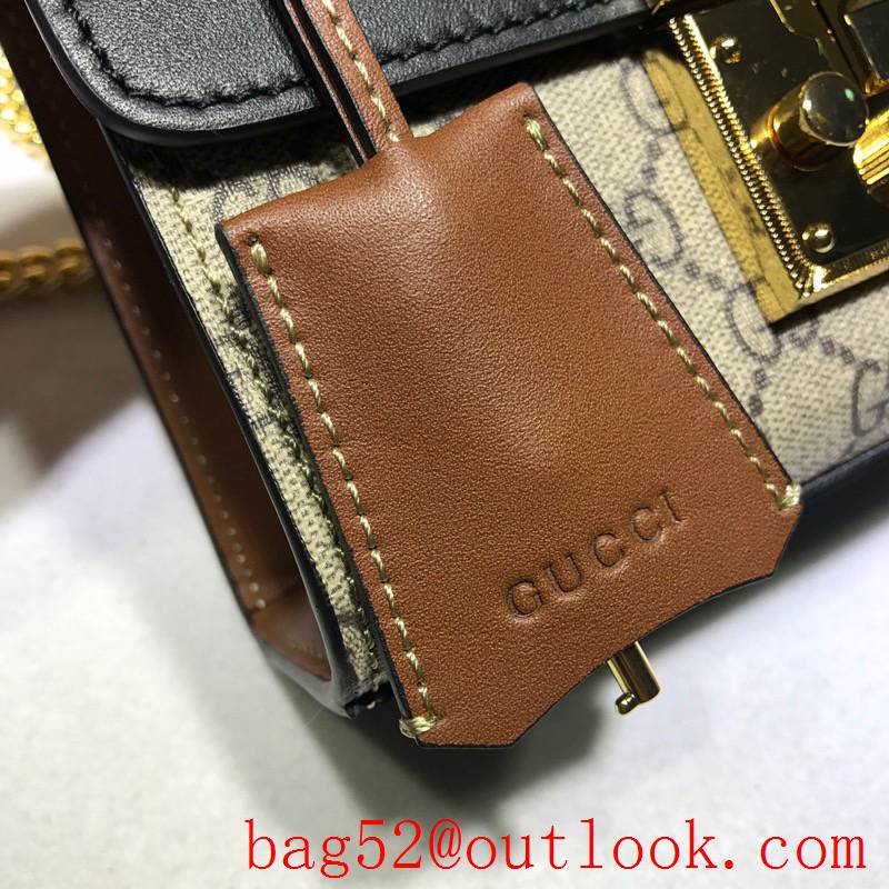 Gucci Padlock Small black calfskin v Canvas Shoulder chain purse Bag