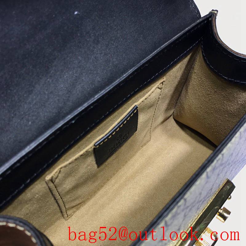 Gucci Padlock Small black calfskin v Canvas Shoulder chain purse Bag