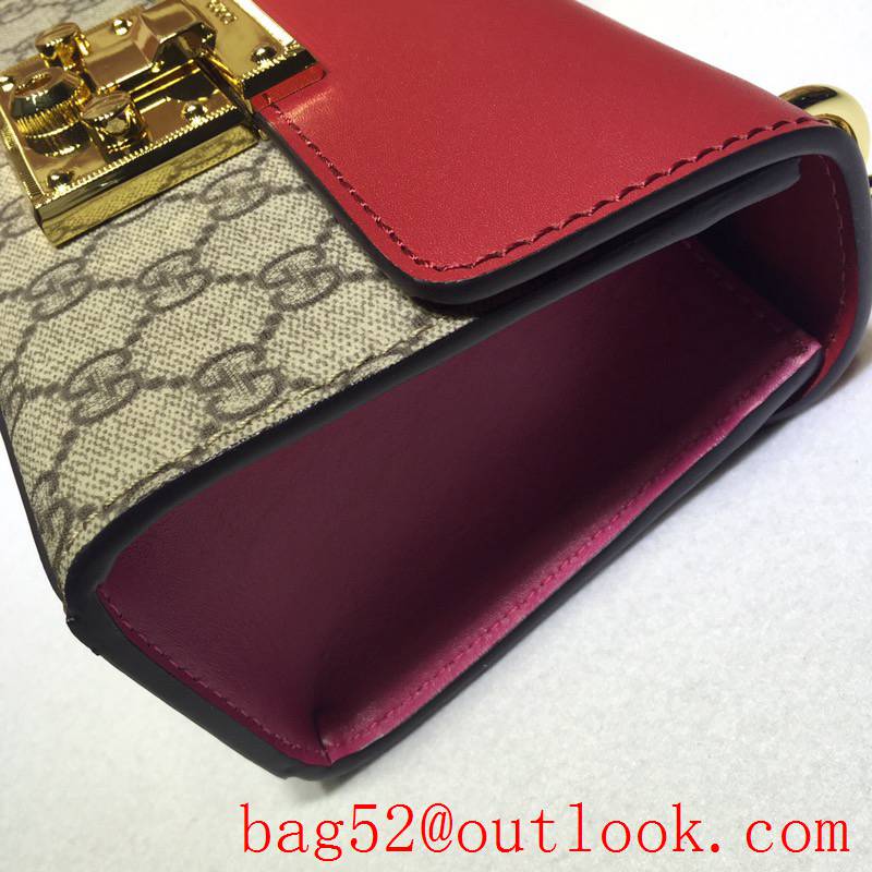 Gucci Padlock Small red calfskin v Canvas Shoulder chain purse Bag