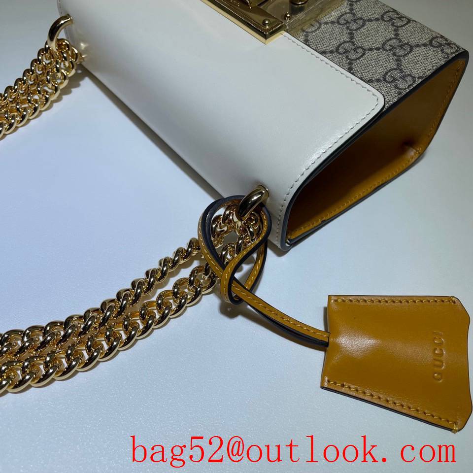 Gucci Padlock Small cream calfskin v Canvas Shoulder chain purse Bag