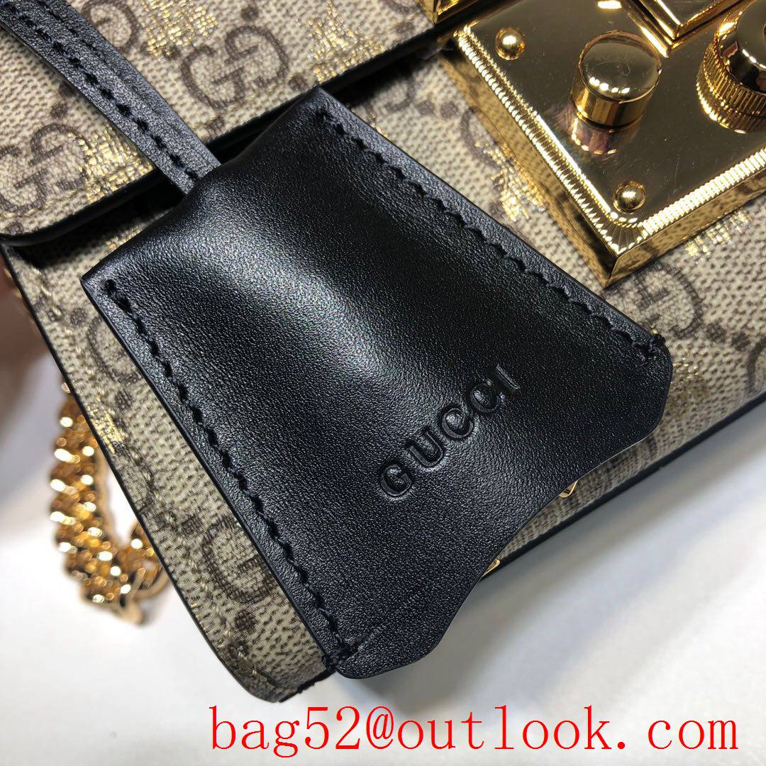 Gucci Padlock Small Canvas v bee chain Shoulder Bag