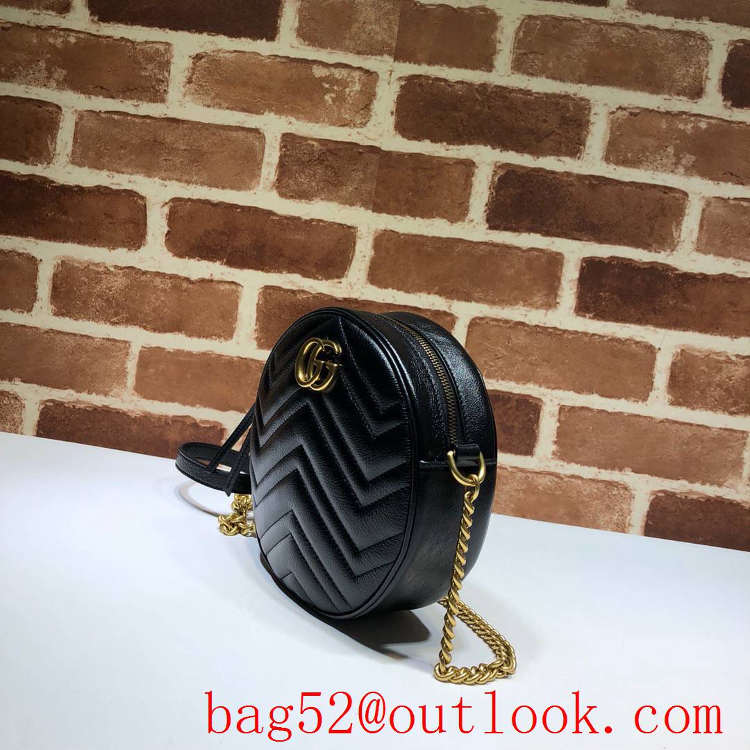 Gucci Marmont mini small GG Round black Leather Shoulder chain Bag