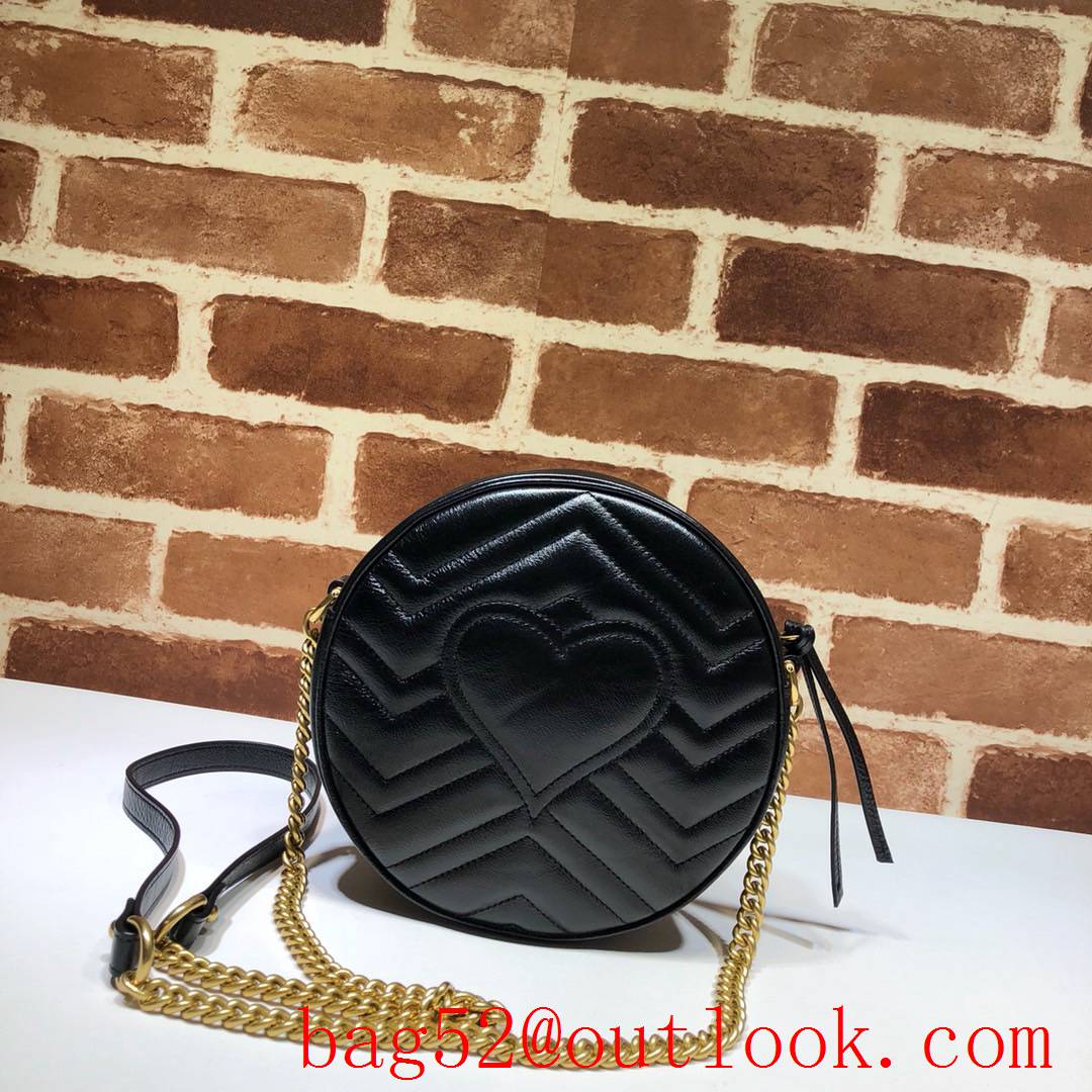 Gucci Marmont mini small GG Round black Leather Shoulder chain Bag