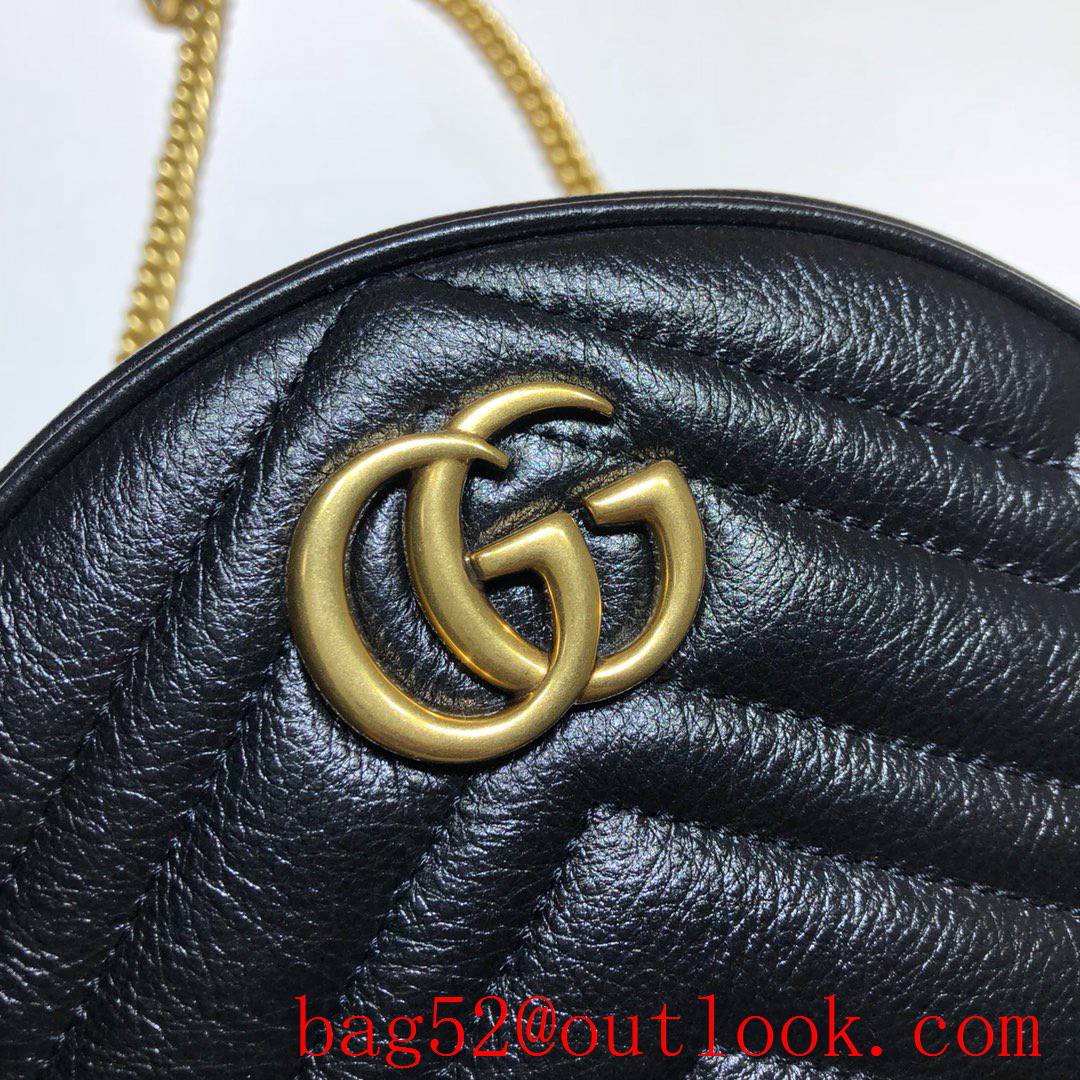 Gucci Marmont mini small GG Round black Leather Shoulder chain Bag