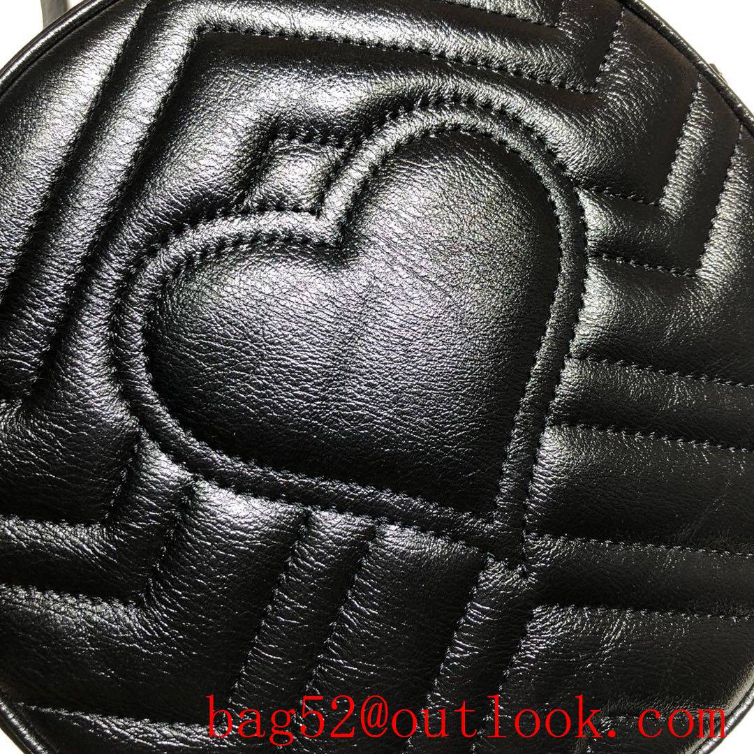 Gucci Marmont mini small GG Round black Leather Shoulder chain Bag