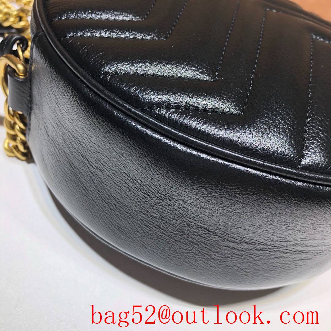 Gucci Marmont mini small GG Round black Leather Shoulder chain Bag